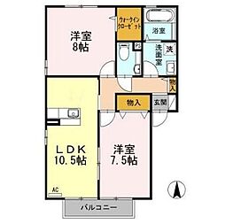 JR信越本線 長野駅 徒歩20分の賃貸アパート 2階2LDKの間取り