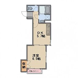 長野電鉄長野線 善光寺下駅 徒歩5分の賃貸マンション 2階1DKの間取り