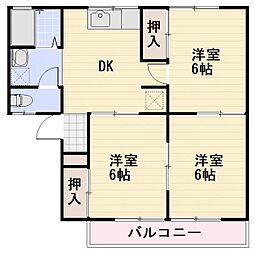 JR信越本線 長野駅 徒歩30分の賃貸アパート 2階3DKの間取り