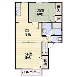 JR信越本線 長野駅 徒歩30分の賃貸アパート 1階2LDKの間取り