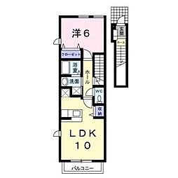 JR信越本線 長野駅 3.6kmの賃貸アパート 2階1LDKの間取り