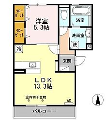 長野電鉄長野線 市役所前駅 徒歩31分の賃貸アパート 2階1LDKの間取り