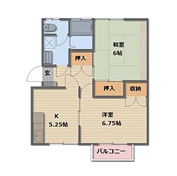 しなの鉄道北しなの 北長野駅 徒歩18分の賃貸アパート 1階2DKの間取り