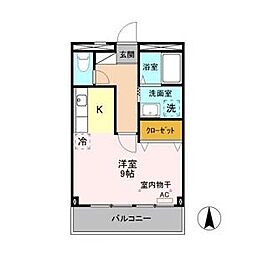 長野電鉄長野線 桐原駅 徒歩15分の賃貸アパート 3階ワンルームの間取り