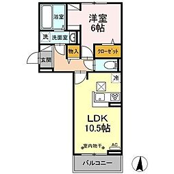 しなの鉄道北しなの 北長野駅 徒歩35分の賃貸アパート 1階1LDKの間取り