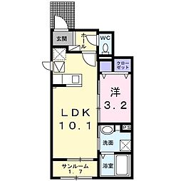長野電鉄長野線 善光寺下駅 徒歩19分の賃貸アパート 1階1LDKの間取り