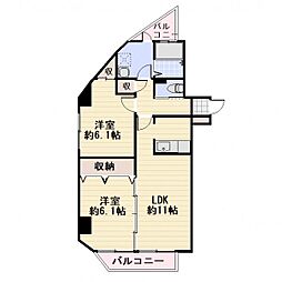 長野電鉄長野線 権堂駅 徒歩8分の賃貸マンション 8階2LDKの間取り