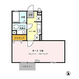 JR信越本線 長野駅 徒歩31分の賃貸アパート 1階1Kの間取り