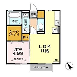 JR信越本線 長野駅 3.4kmの賃貸アパート 2階1LDKの間取り