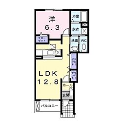 JR信越本線 長野駅 4.8kmの賃貸アパート 1階1LDKの間取り