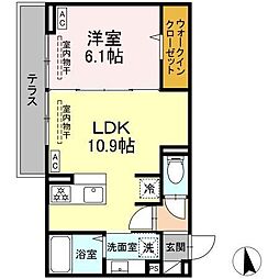 JR信越本線 長野駅 徒歩6分の賃貸アパート 2階1LDKの間取り