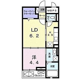 長野電鉄長野線 信濃吉田駅 徒歩7分の賃貸マンション 2階1LDKの間取り