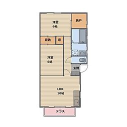 サンビレッジあい 2LDKの間取図画像