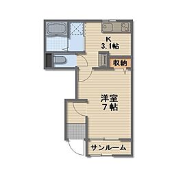 アプリシエイト岡田町A 1Kの間取図画像