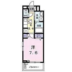 アガパンサス2 1Kの間取図画像
