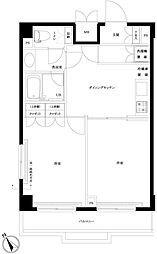 ルーブル上池台弐番館 2DKの間取図画像