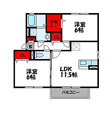 セジュール椿通り 2LDKの間取図画像