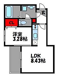 OCEANROCK和白 1LDKの間取図画像