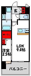 ロイヤルタワー赤間中央 1LDKの間取図画像