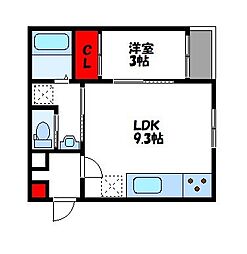 古賀市天神7丁目アパート 1LDKの間取図画像