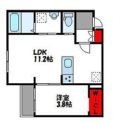 古賀市天神7丁目アパート 1LDKの間取図画像