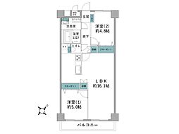 南林間ハイツ 2LDKの間取図画像