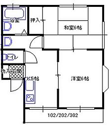 グローリィフラワー 2Kの間取図画像