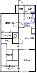 クレドール芝 3DKの間取図画像