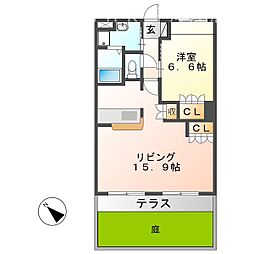リビエール 1LDKの間取図画像