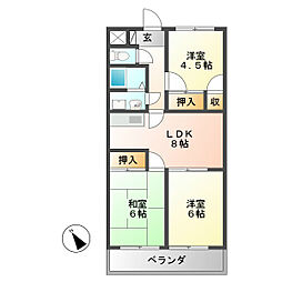 アルトラマンションB 3LDKの間取図画像