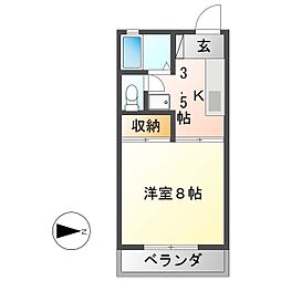 ペンギンズマンション 1Kの間取図画像