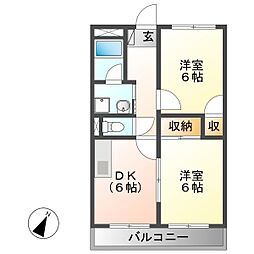ブリリアントヴュー 2DKの間取図画像