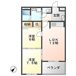 ベーシックマンション2 2LDKの間取図画像