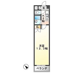 アルトラマンションC 1Kの間取図画像