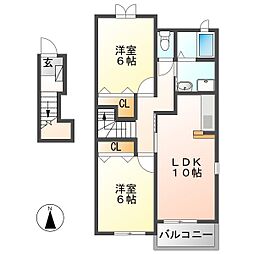 メゾン・ド・プラシード 2LDKの間取図画像