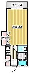 ベルコートVI 2階1Kの間取り