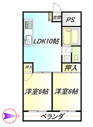 サンエイマンション 2LDKの間取図画像