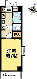 パールコート御影 1Kの間取図画像