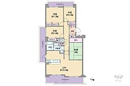 リーベスト御影B棟 4LDKの間取図画像