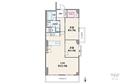 カトレア岡本壱番館 2LDKの間取図画像