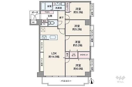 4LDK 間取り