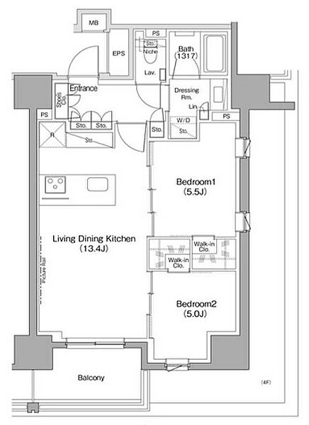 ザ・パークハビオ滝野川 908｜東京都北区滝野川6丁目(賃貸マンション2LDK・9階・55.27㎡)の写真 その2