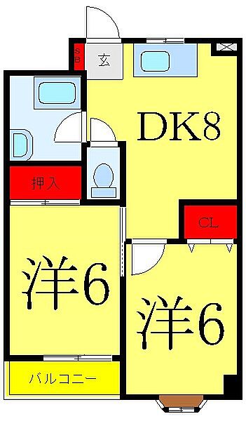 六義園杉ハイム 606｜東京都文京区本駒込6丁目(賃貸マンション2DK・6階・43.47㎡)の写真 その2