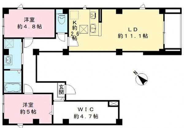 フォーリーフクローバー神楽坂 101｜東京都新宿区市谷船河原町(賃貸マンション2LDK・1階・60.61㎡)の写真 その2