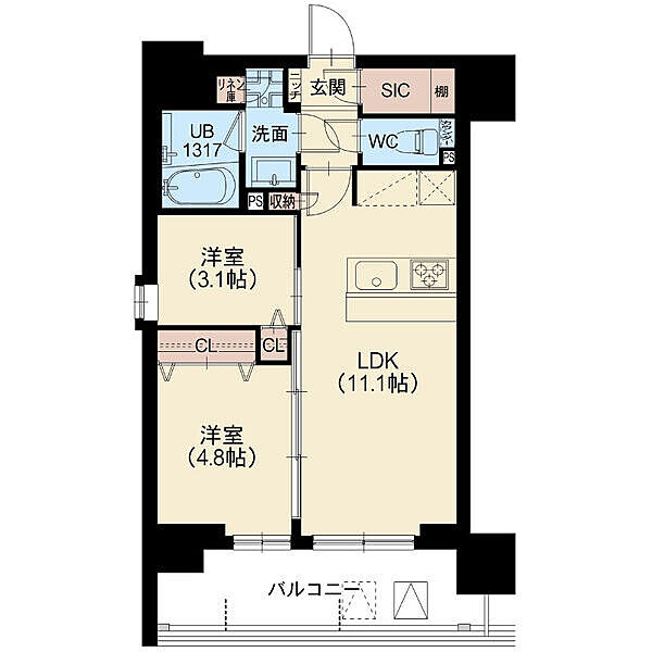 Splendide南千住DUE 601｜東京都台東区清川2丁目(賃貸マンション2LDK・6階・44.38㎡)の写真 その2