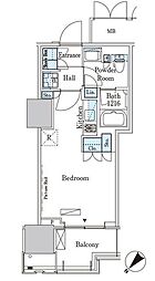 HARUMIFLAG PORT VILLAGE B棟 11階ワンルームの間取り