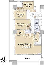 スカイレジデンシャルタワーズサウスウィング 20階3LDKの間取り