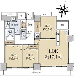 8・3スクエアディーグラフォート札幌ステーションタワー 22階3LDKの間取り