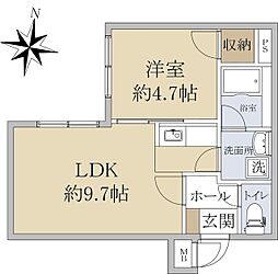 グラシアス大通 2階1LDKの間取り
