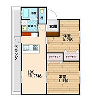 コォーリングマンションII 207 ｜ 徳島県徳島市北田宮2丁目（賃貸マンション2LDK・2階・52.70㎡） その2